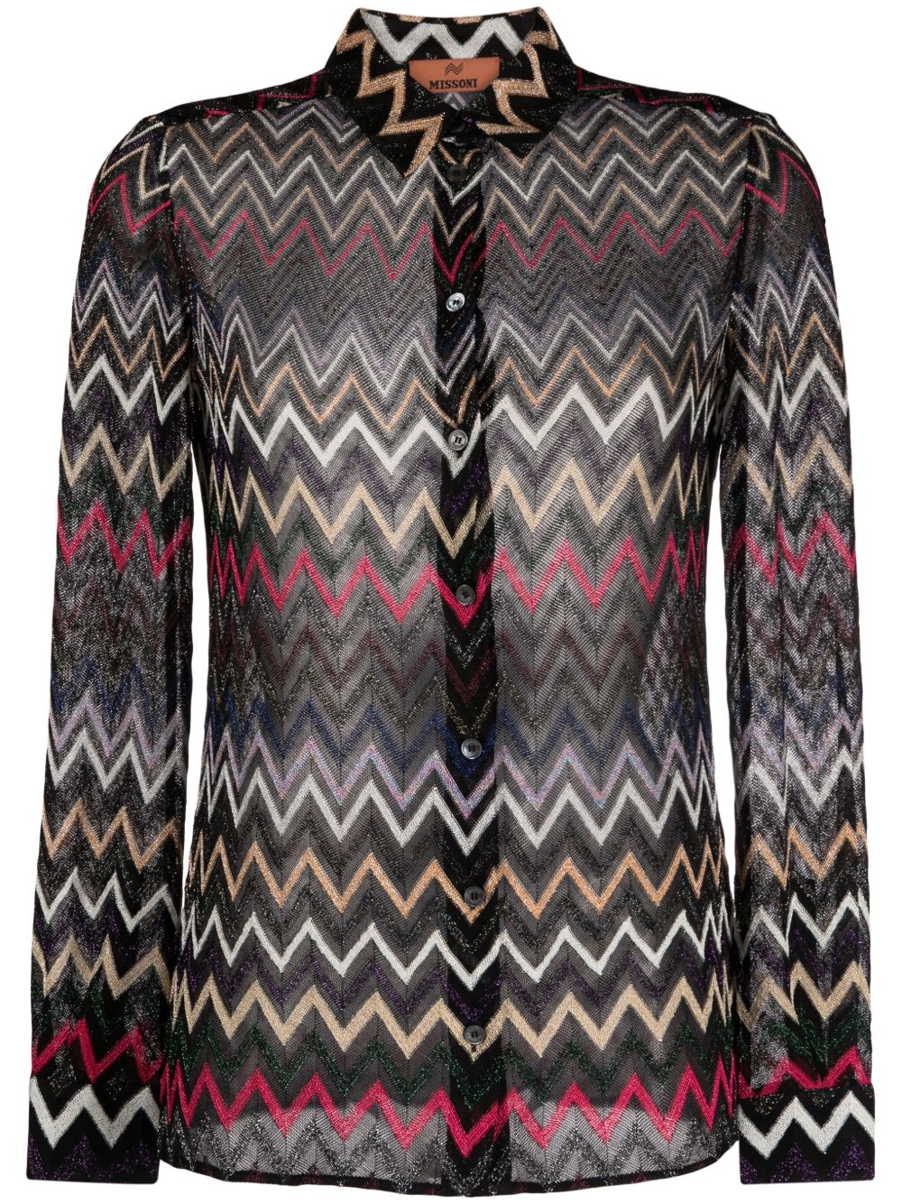 Missoni Z字形图案金银丝衬衫 - 黑色
