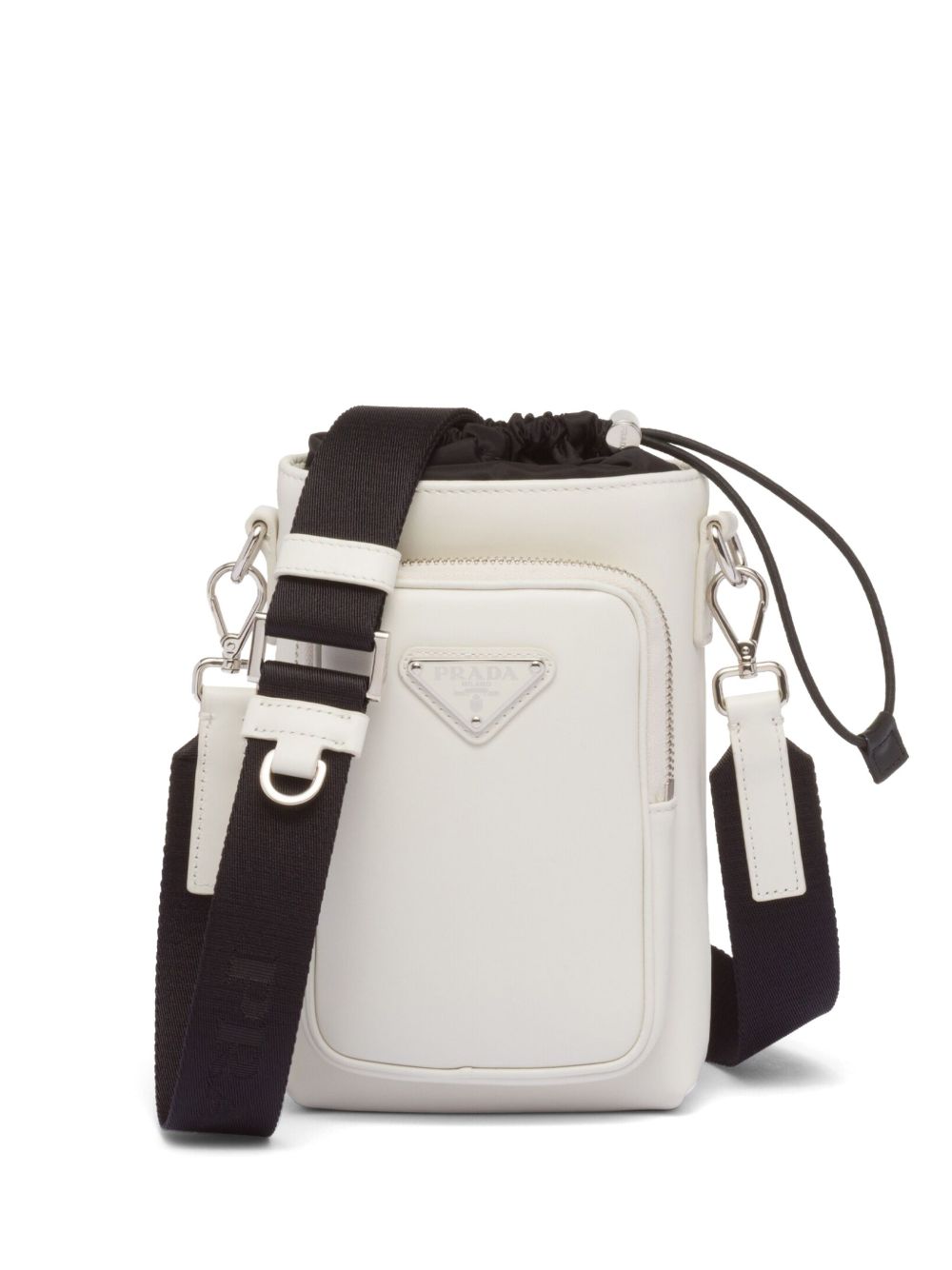 Prada 珐琅logo皮质智能手机壳 - 白色