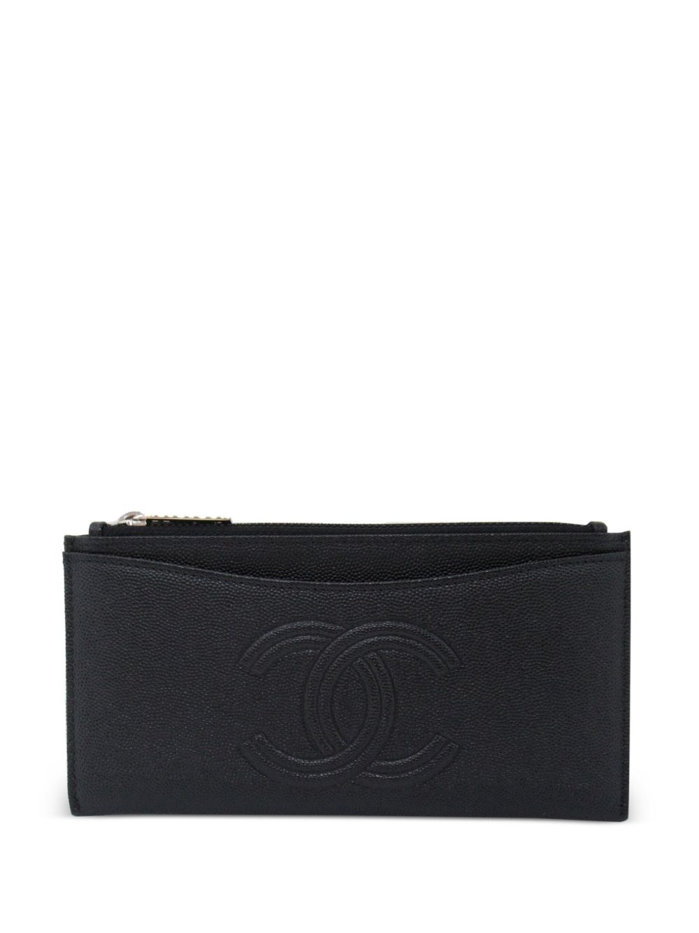 CHANEL Pre-Owned CC 缝线长款钱包（2019年典藏款） - 黑色