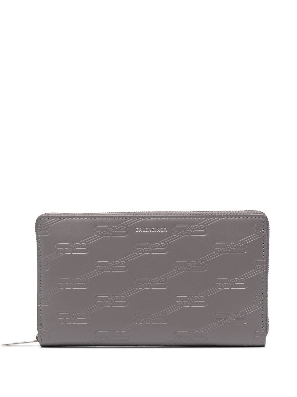 Balenciaga logo压纹皮质钱包 - 灰色