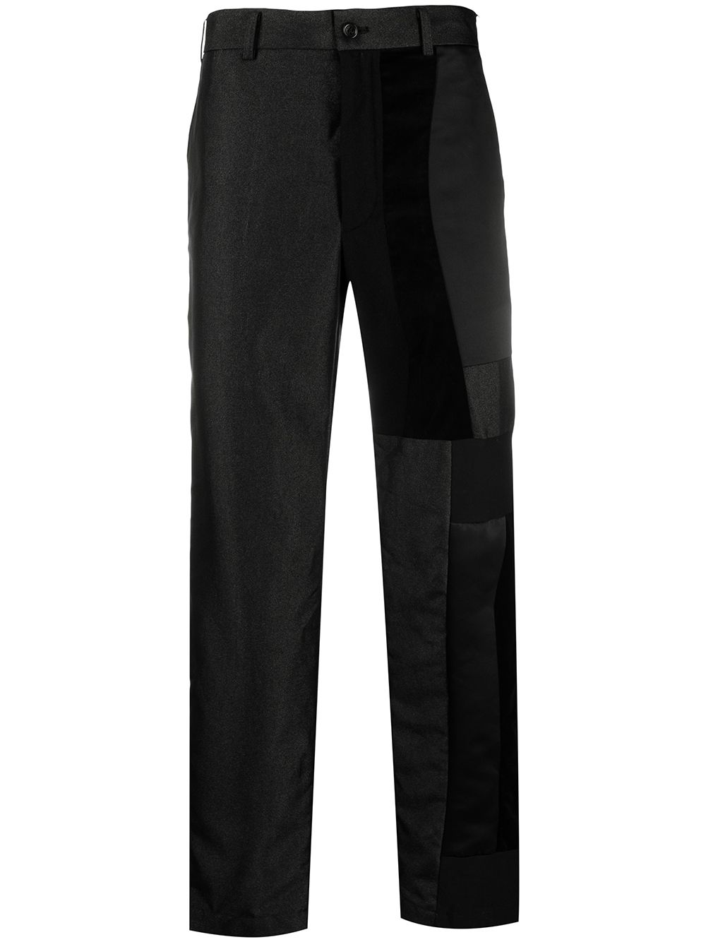 Black Comme Des Garçons 补丁设计直筒长裤 - 黑色