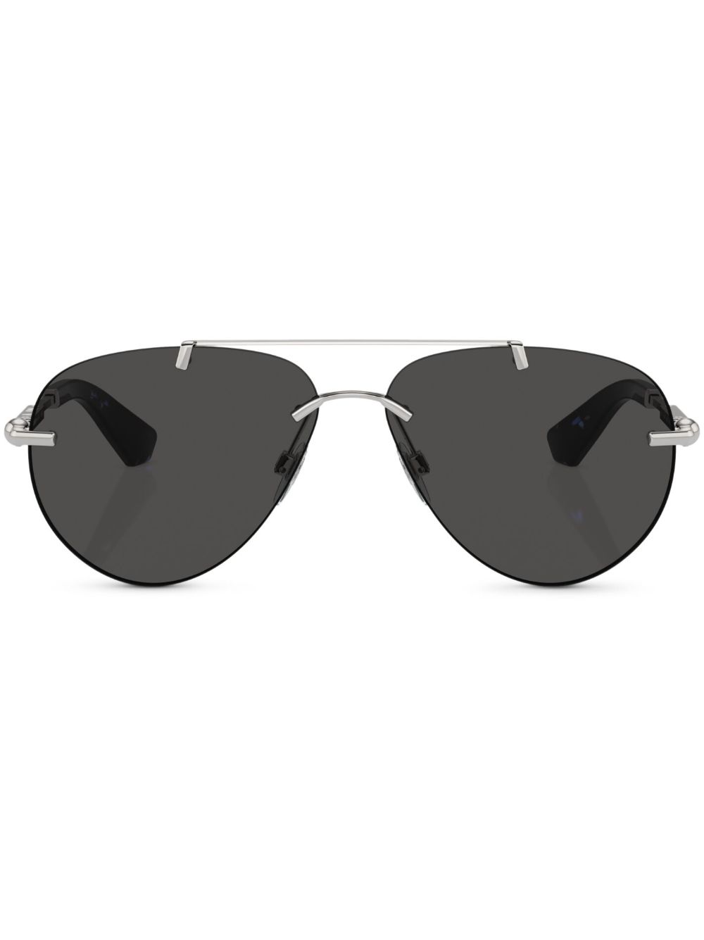 Burberry Eyewear 金属感飞行员镜框太阳眼镜 - 银色