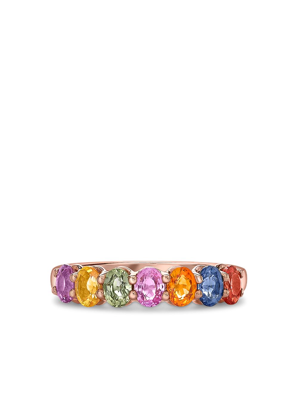Pragnell Rainbow 18K玫瑰金多彩蓝宝石戒指 - 粉色