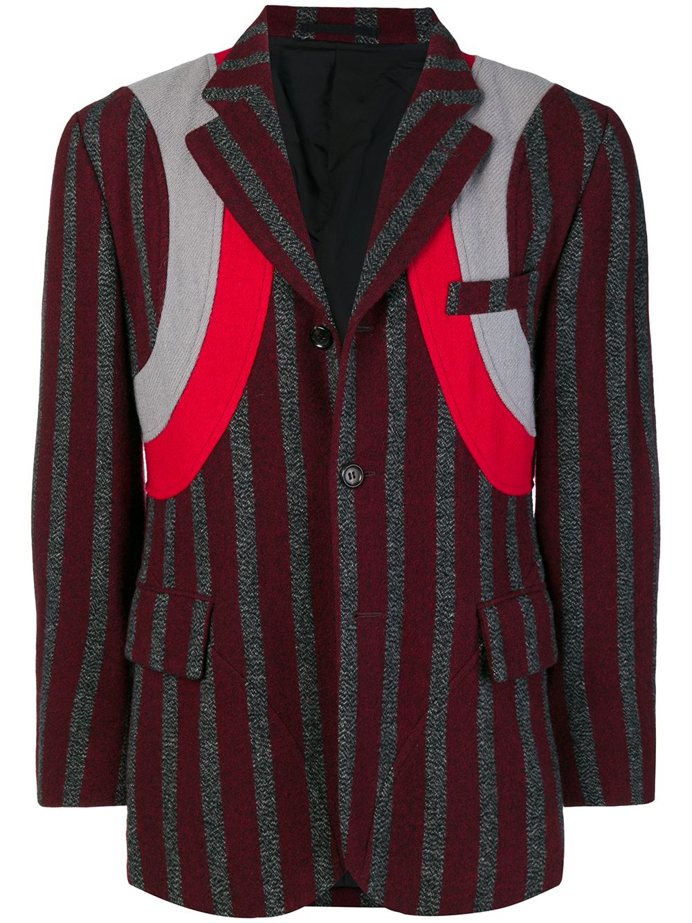 Comme Des Garçons Pre-Owned 古着条纹缝饰西装夹克 - 红色