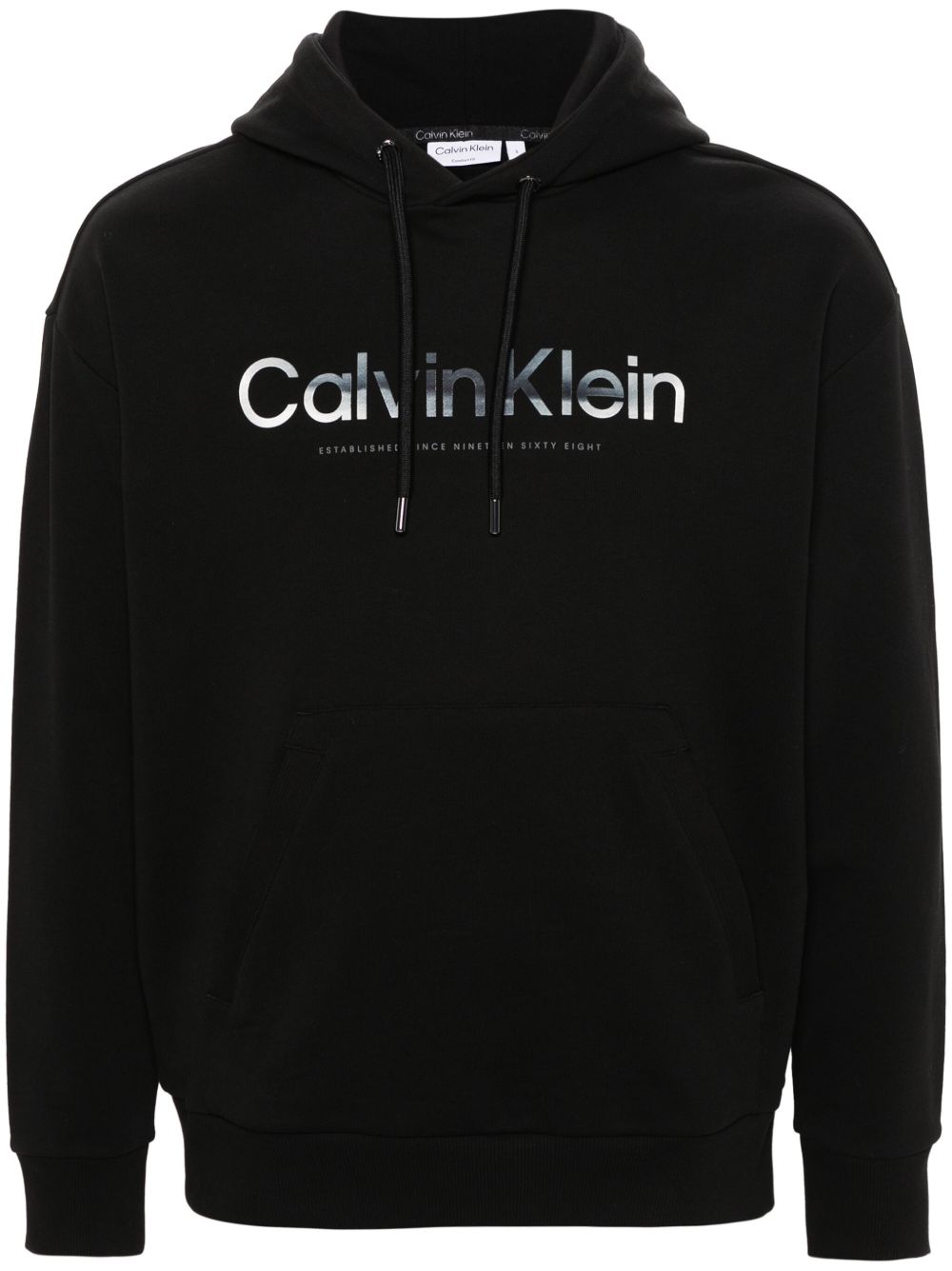 Calvin Klein logo印花棉连帽衫 - 黑色