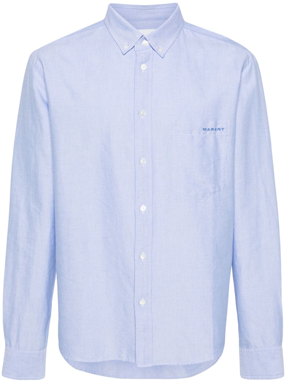MARANT Jasolo logo刺绣棉衬衫 - 蓝色