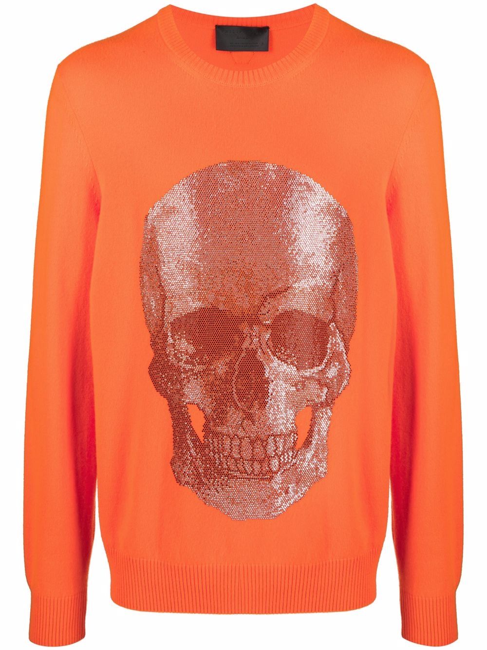 Philipp Plein Skull 印花圆领毛衣 - 橘色