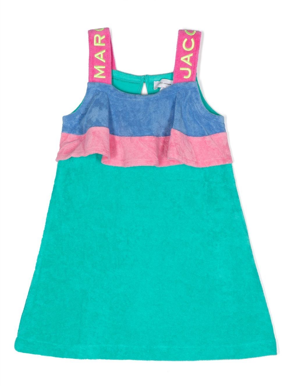 Marc Jacobs Kids logo刺绣肩带连衣裙 - 绿色