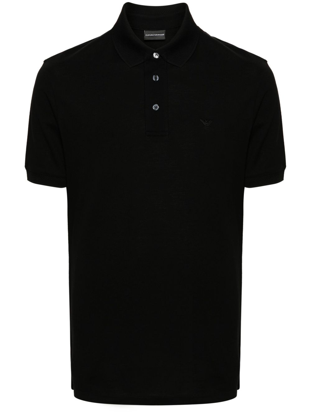 Emporio Armani logo刺绣polo衫 - 黑色