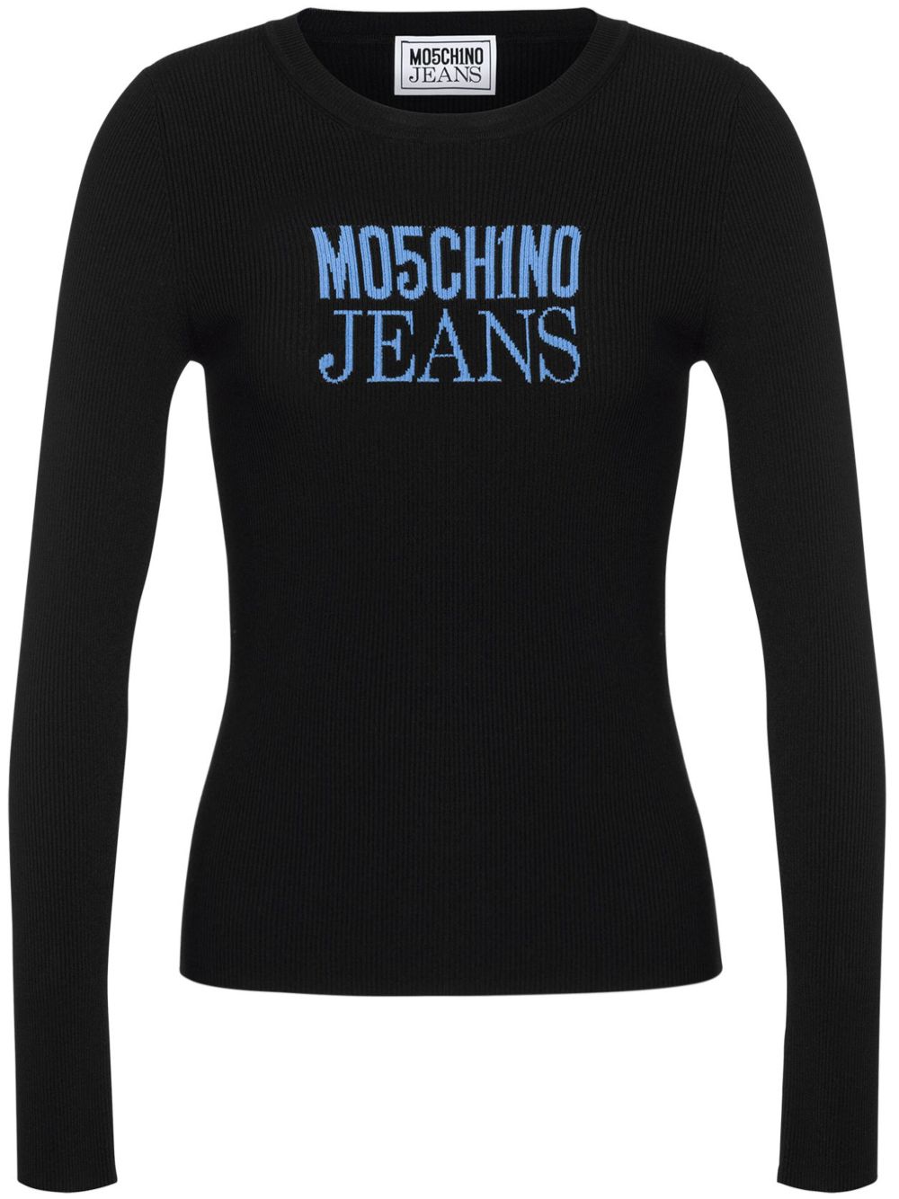 MOSCHINO JEANS logo印花罗纹上衣 - 黑色