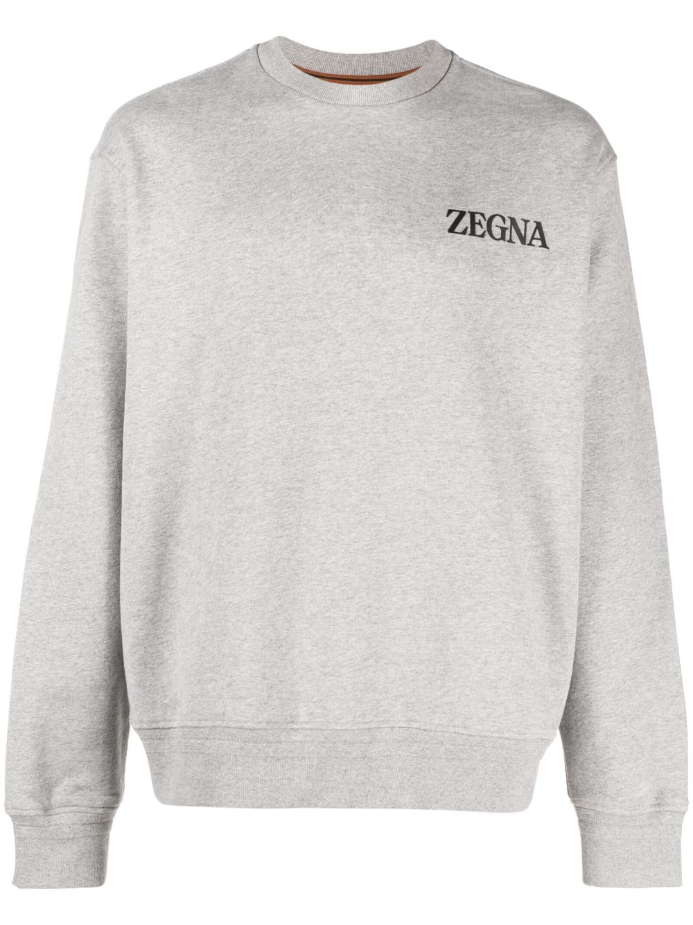 Zegna logo印花棉卫衣 - 灰色