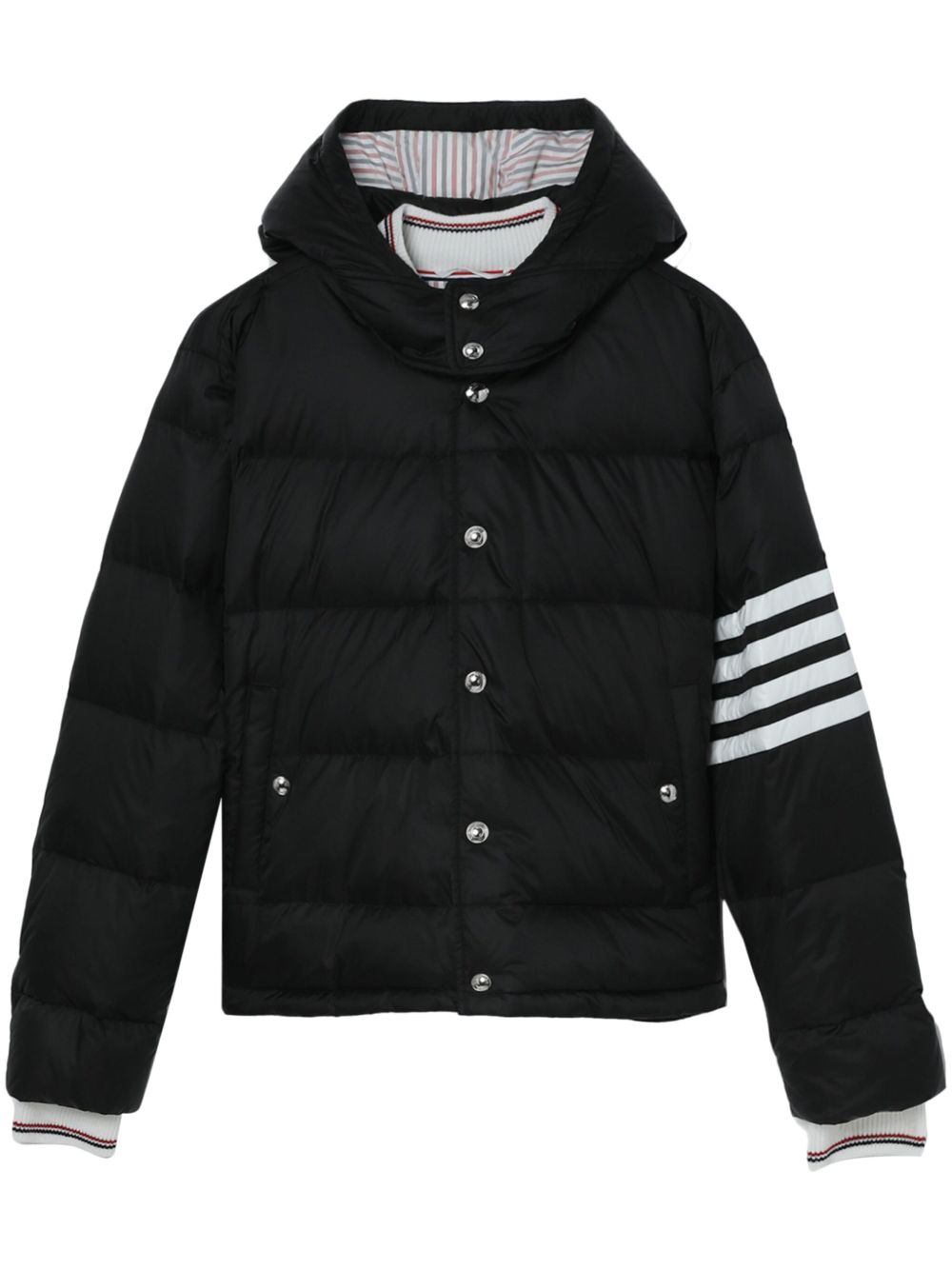Thom Browne 4 条纹哑光飞行夹克 - 黑色