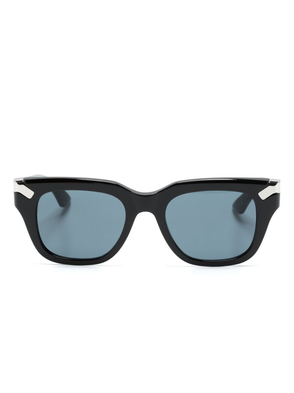 Alexander McQueen Eyewear logo雕刻方框太阳眼镜 - 黑色