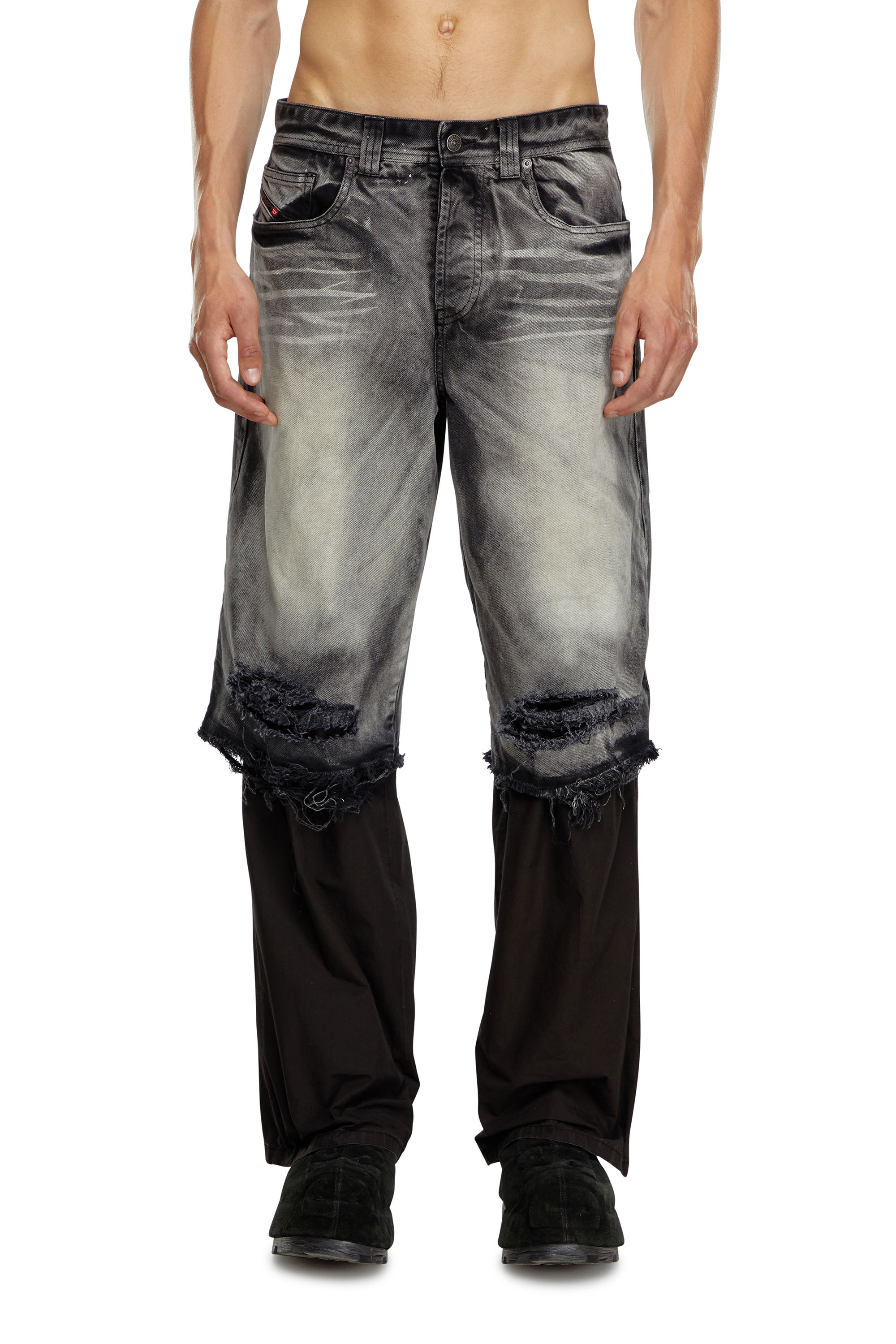 Diesel - 5-pocket pants with layered leg - Pants - Man - Multicolor