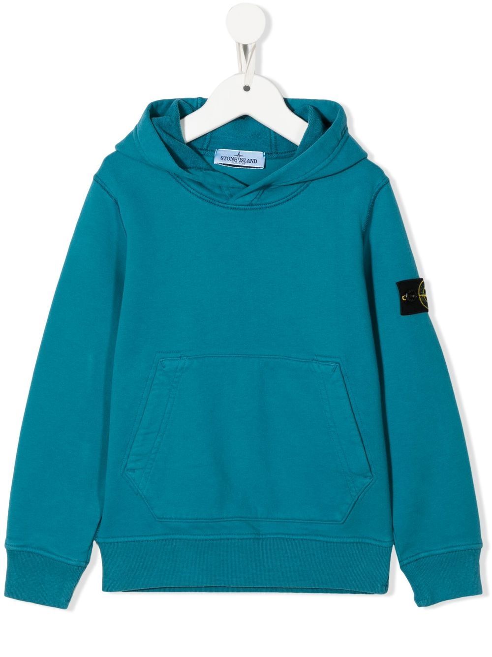 Stone Island Junior 标贴连帽衫 - 蓝色