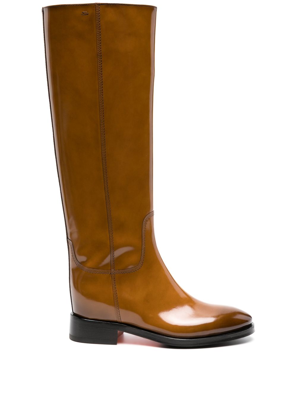 Santoni 漆皮及膝靴 - 褐色