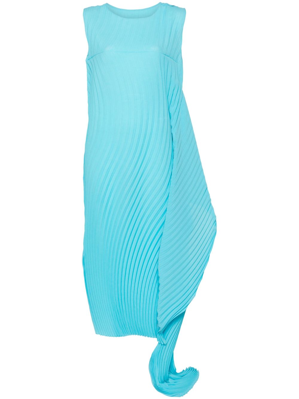 Issey Miyake Wrapped Pleats 超长连衣裙 - 蓝色