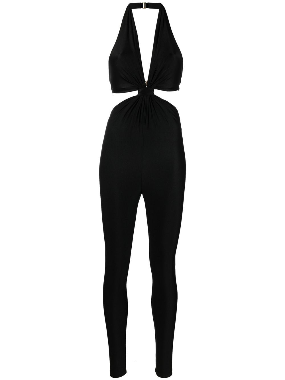 Saint Laurent 结饰细节挂脖连体长裤 - 黑色