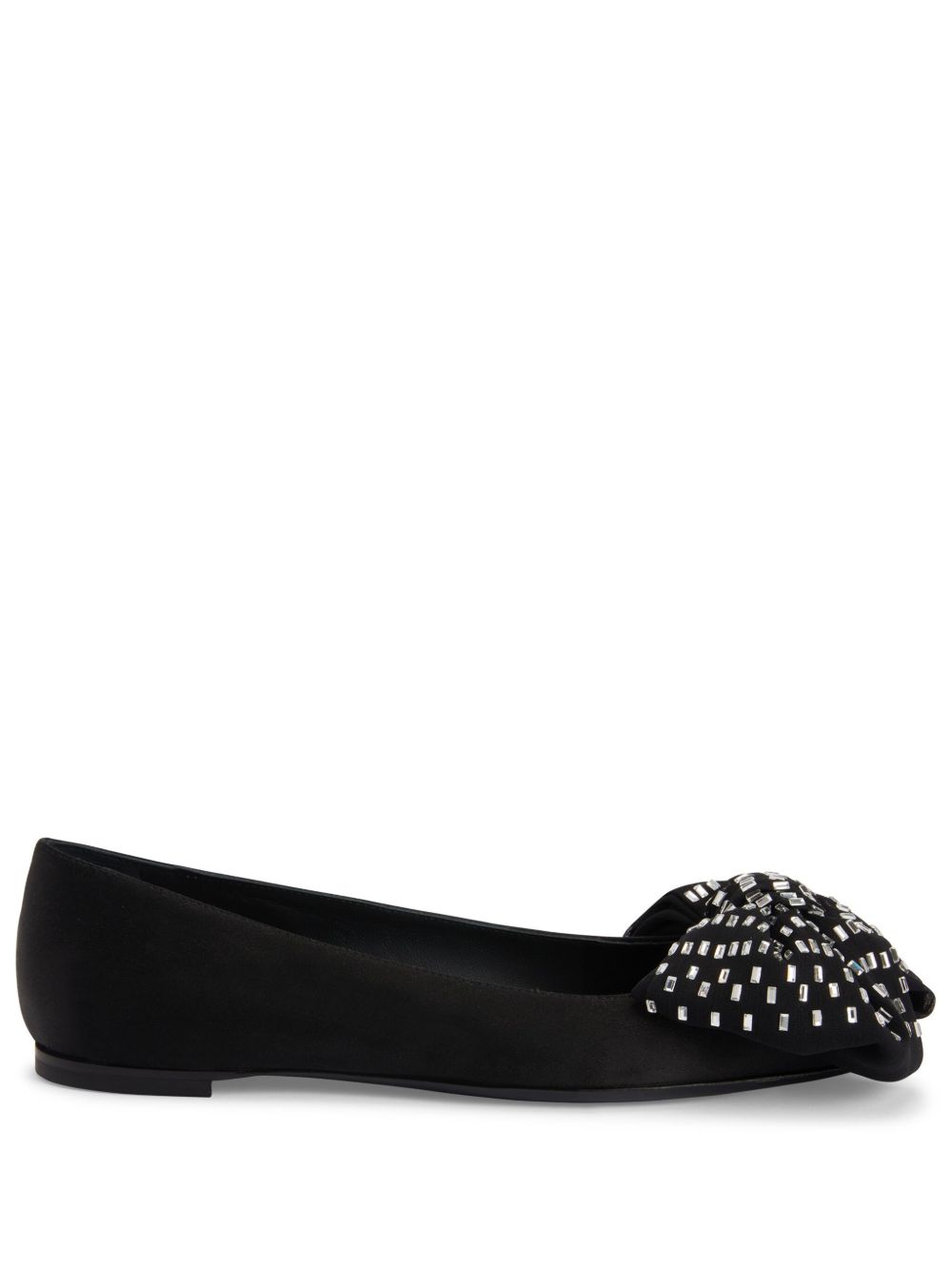 Giuseppe Zanotti Alexanderine 晶饰蝴蝶结芭蕾平底鞋 - 黑色