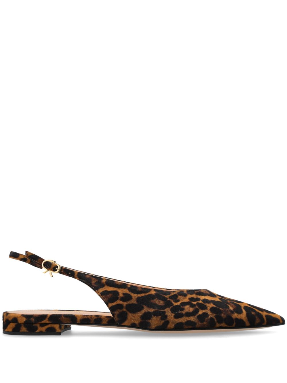 Gianvito Rossi 豹纹尖头凉鞋 - 褐色