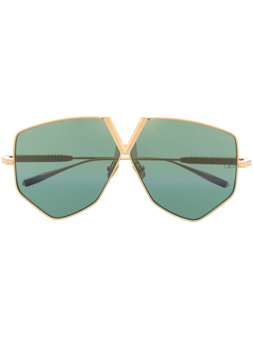 VALENTINO GARAVANI EYEWEAR 有色镜片几何镜框太阳眼镜 - 金色