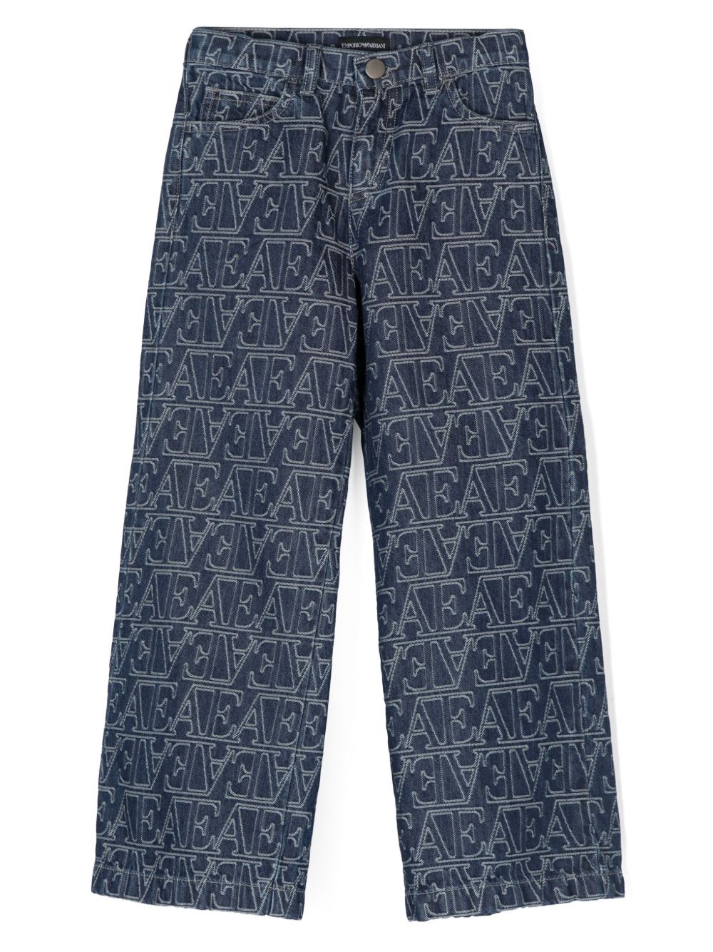 Emporio Armani Kids logo刺绣牛仔裤 - 蓝色