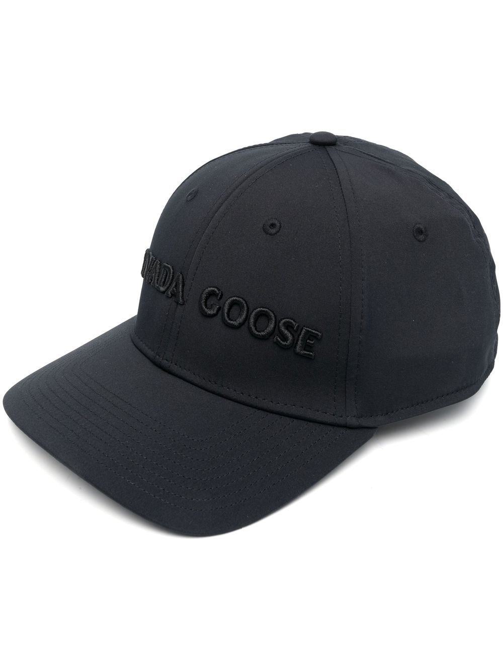 Canada Goose logo刺绣平帽檐棒球帽 - 黑色