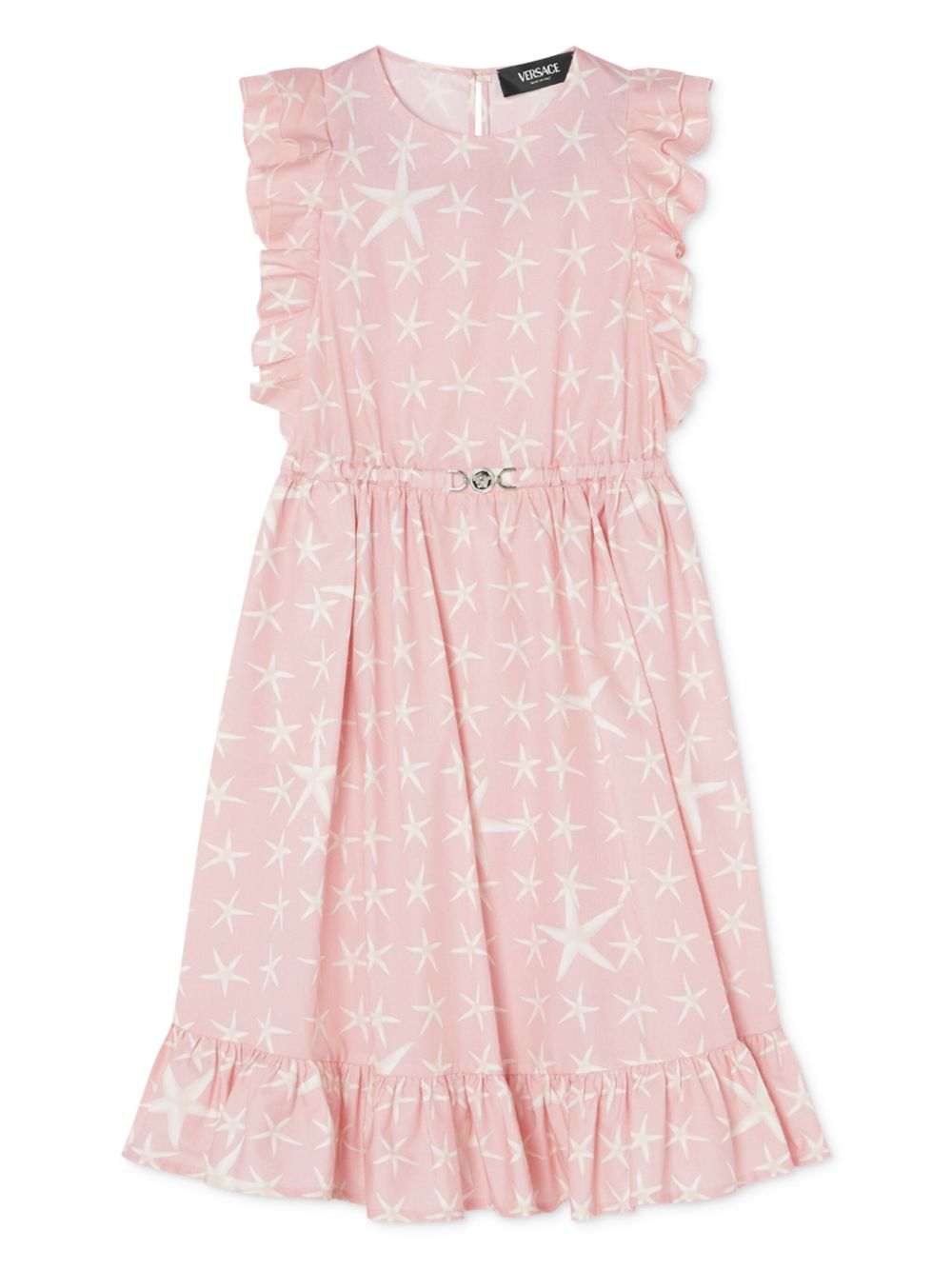 Versace Kids Stella Marina 印花棉连衣裙 - 粉色