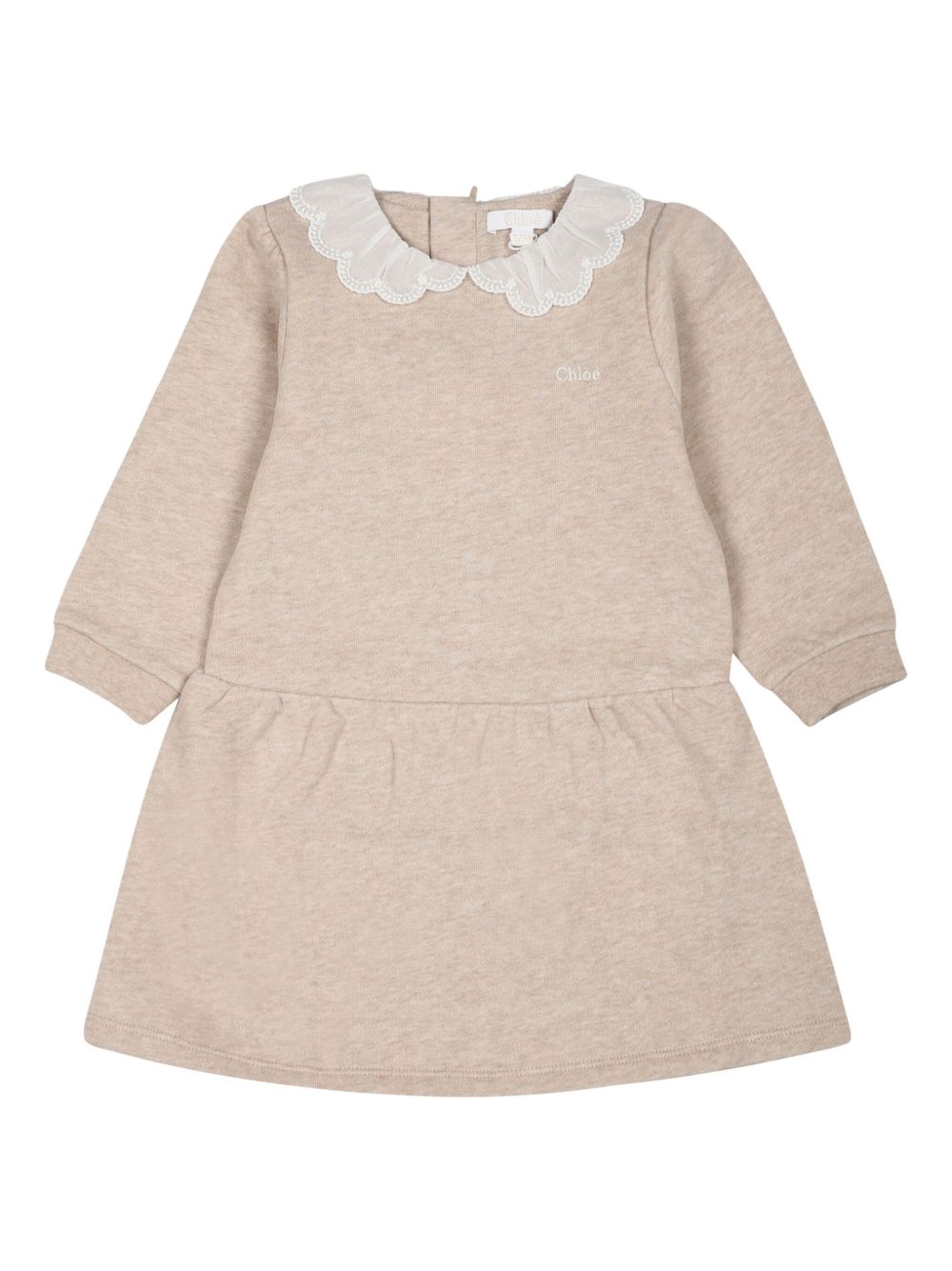 Chloé Kids logo刺绣连衣裙 - 中性色
