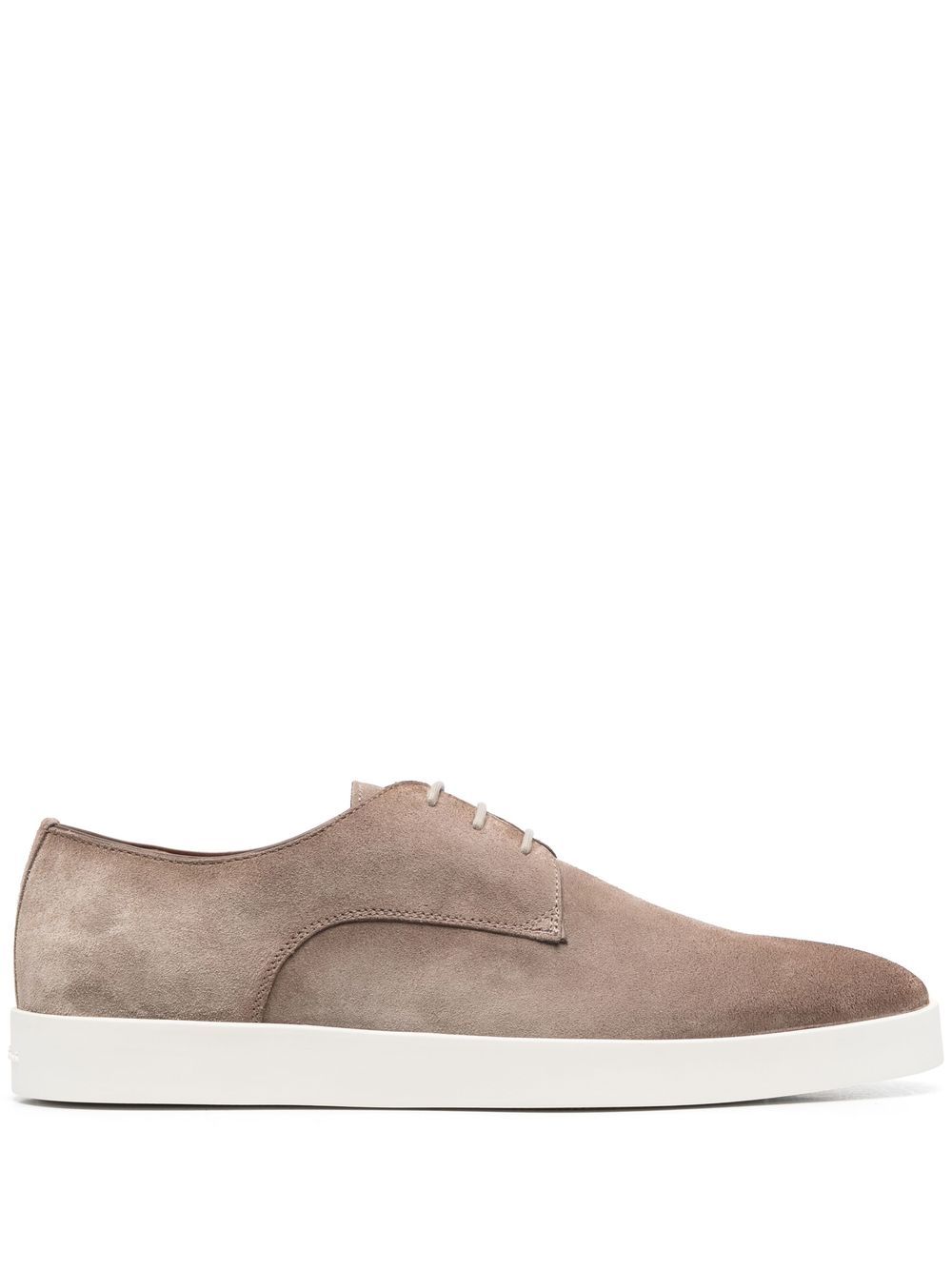 Santoni 系带绒面皮德比鞋 - 褐色
