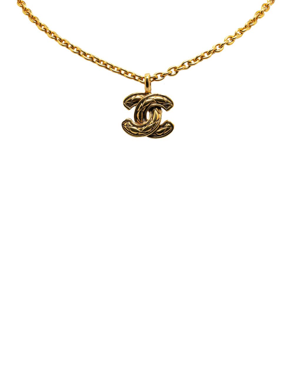 CHANEL Pre-Owned 镀金 Quilted CC 吊饰项链（1970-1980年典藏款） - 金色
