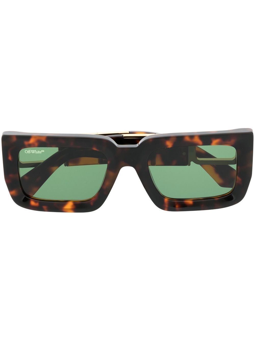 Off-White Eyewear 玳瑁纹方框太阳眼镜 - 褐色
