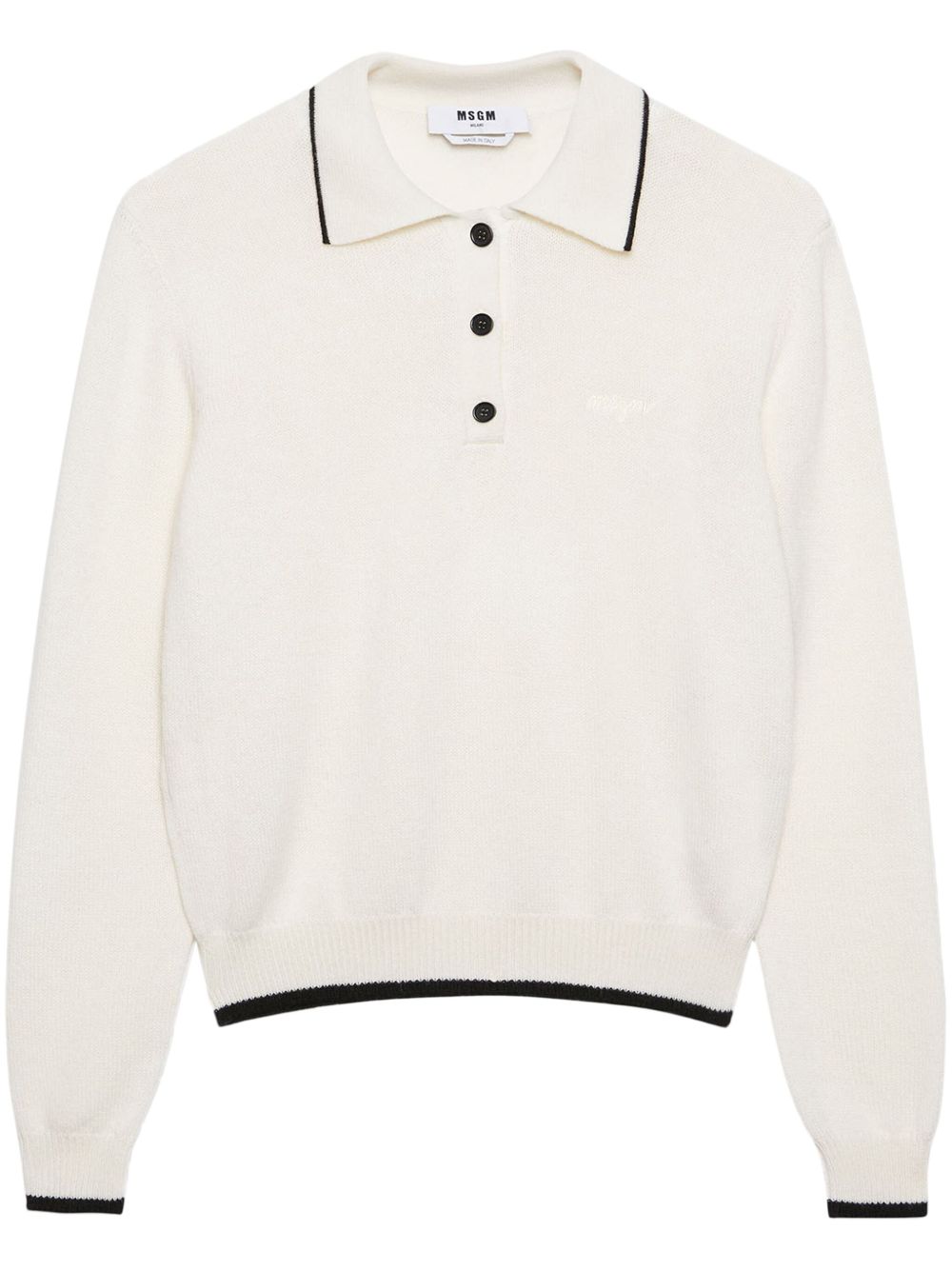 MSGM logo刺绣针织上衣 - 白色