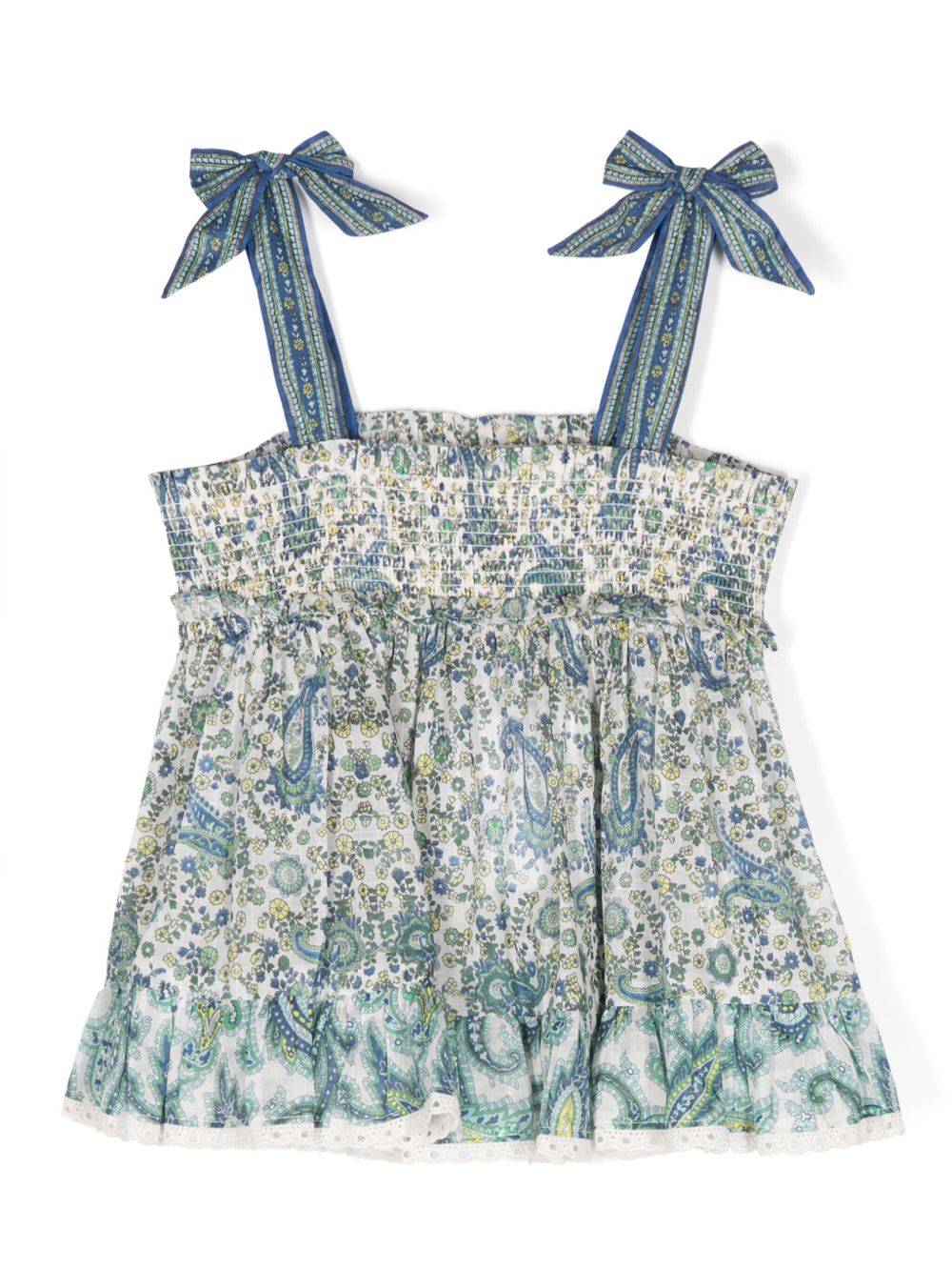 ZIMMERMANN Kids 花卉棉伞形罩衫 - 蓝色