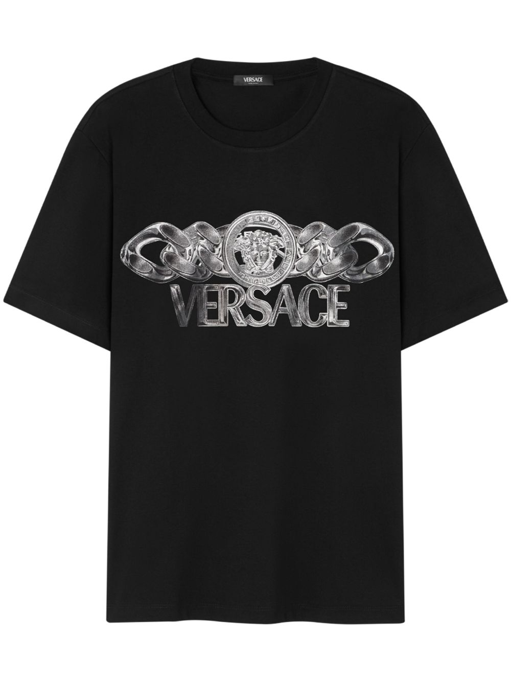 Versace logo印花棉T恤 - 黑色