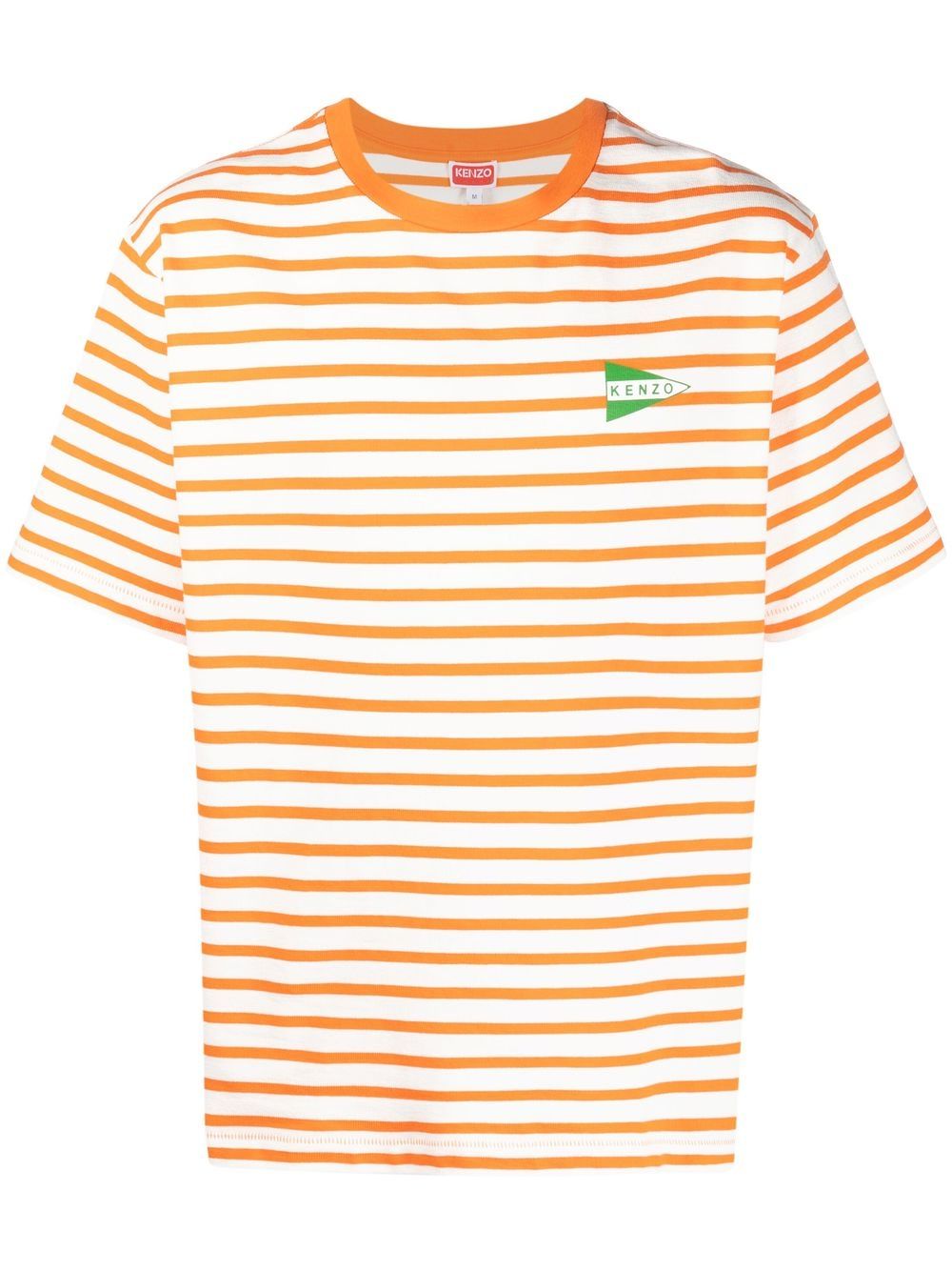 Kenzo logo印花条纹T恤 - 橘色