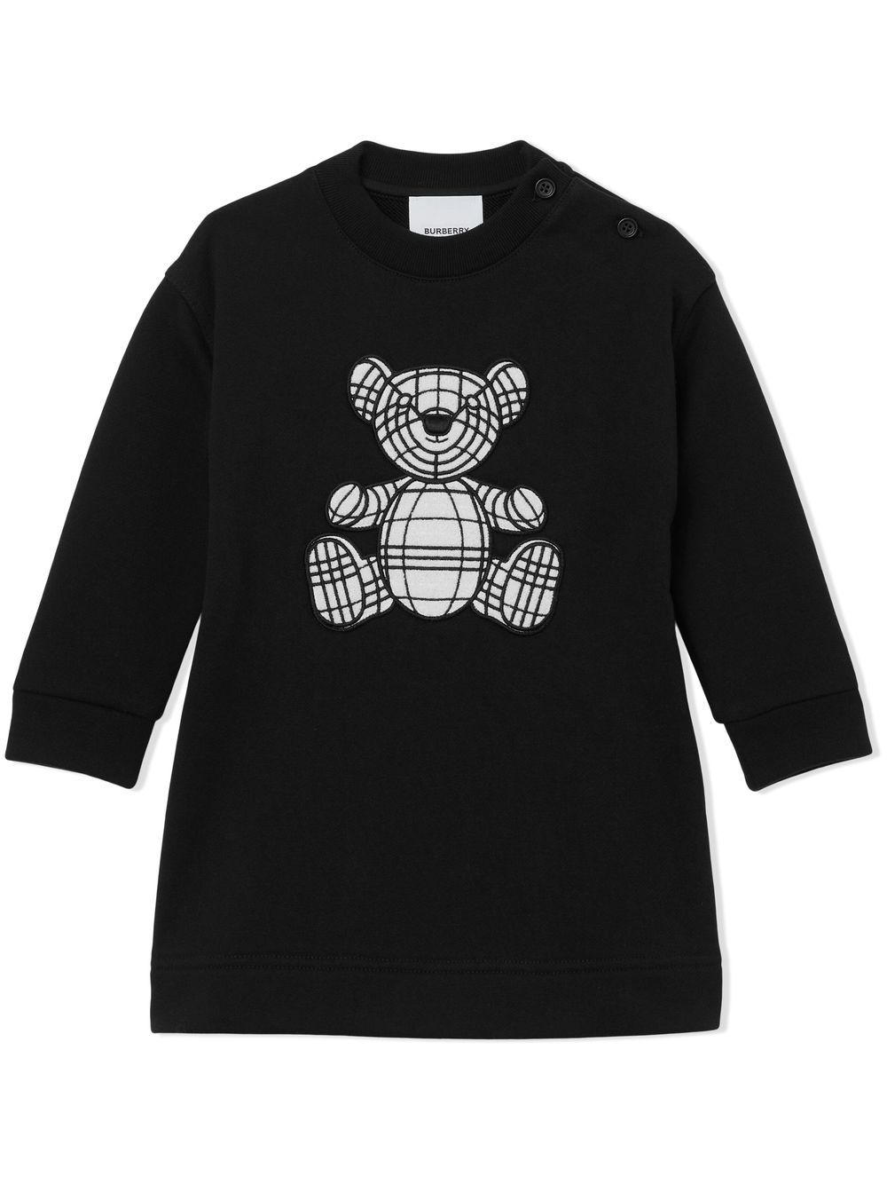 Burberry Kids Thomas 小熊刺绣毛衣式连衣裙 - 黑色