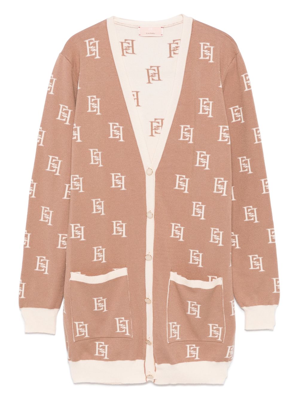 Elisabetta Franchi La Mia Bambina logo提花开衫 - 褐色