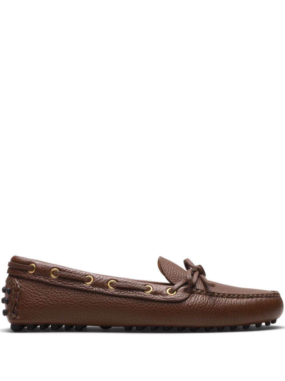 Car Shoe 纹理皮质乐福鞋 - 褐色