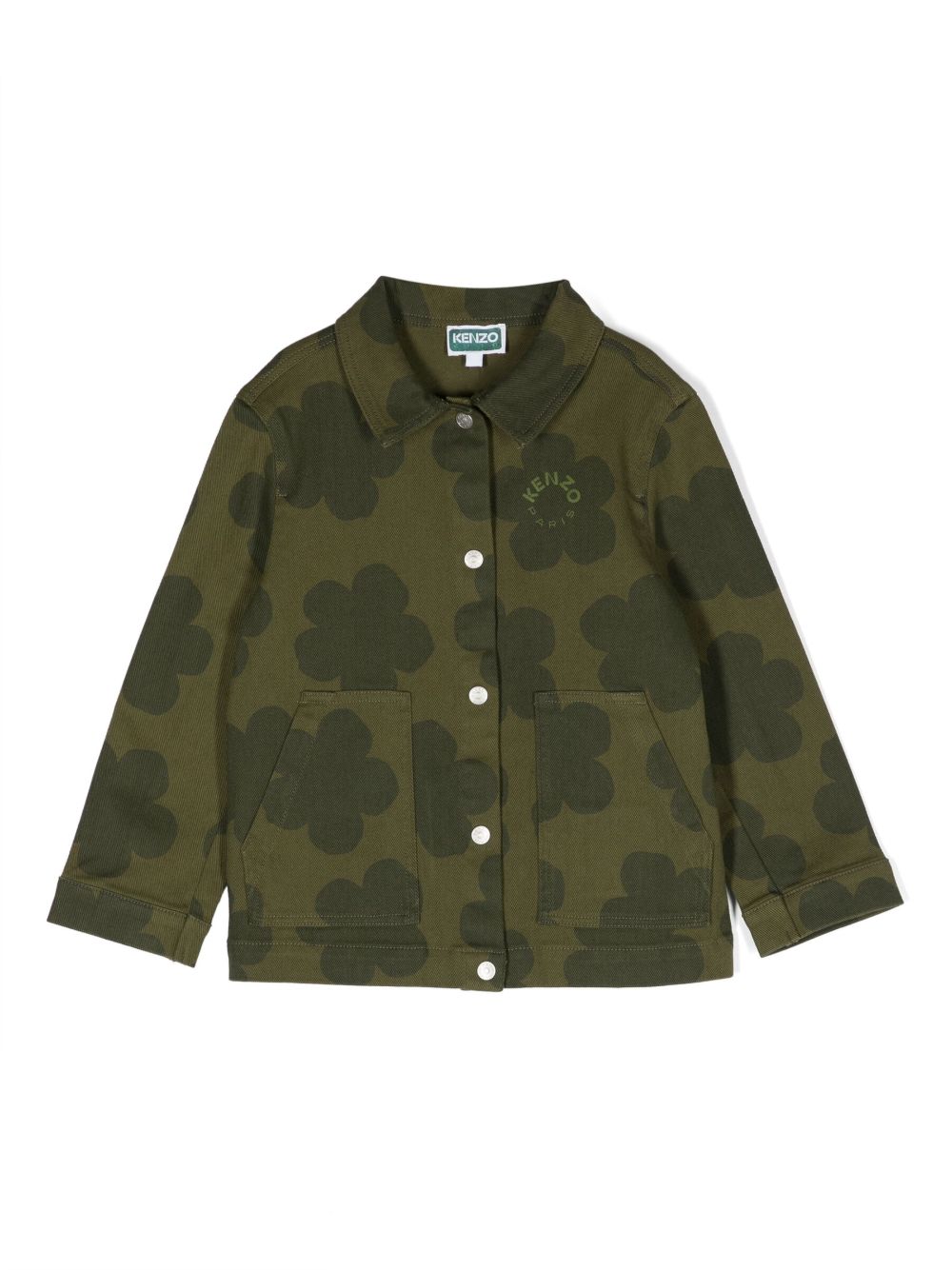 Kenzo Kids 花卉印花牛仔夹克 - 绿色