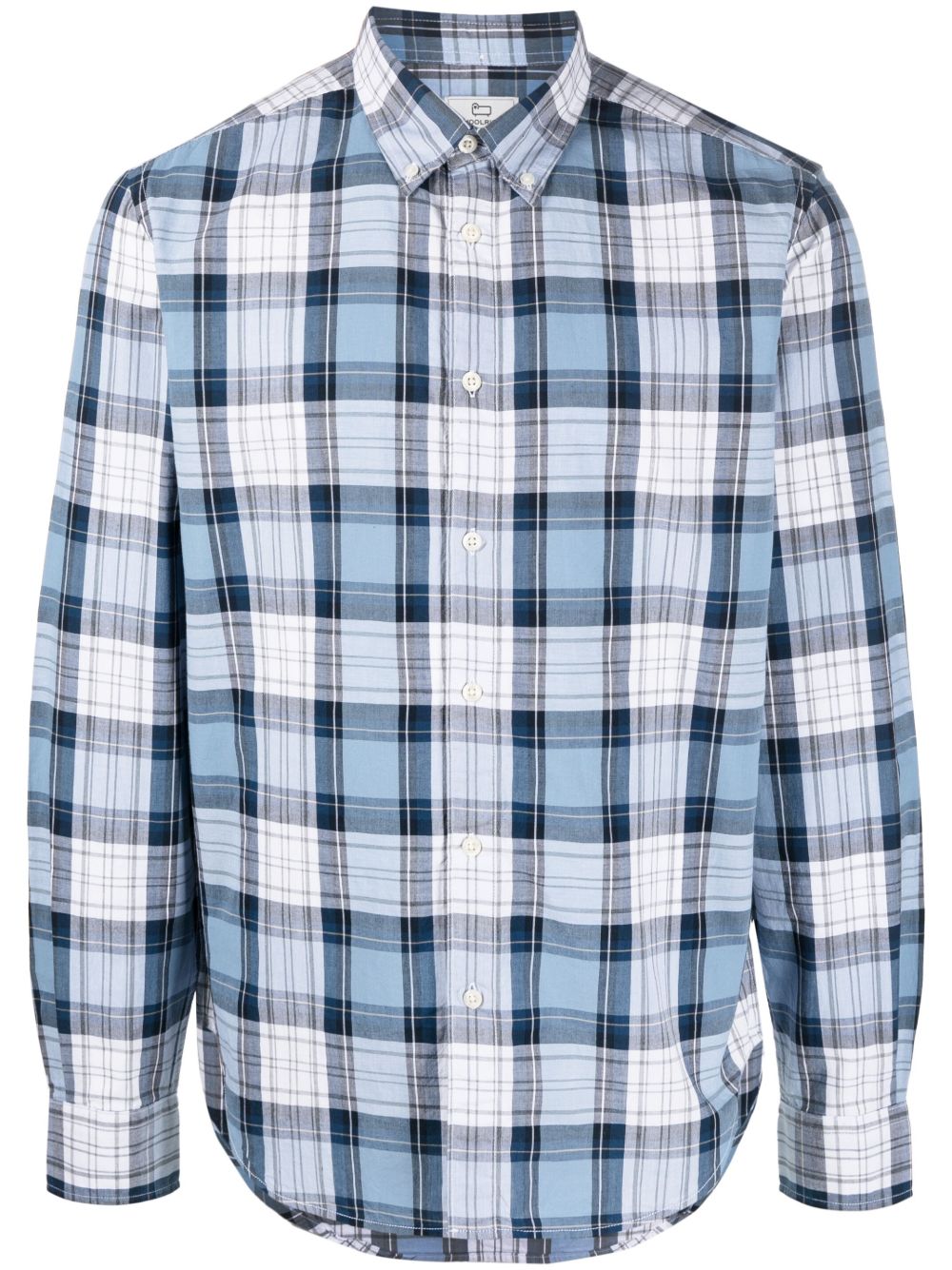 Woolrich 格纹图案棉衬衫 - 蓝色
