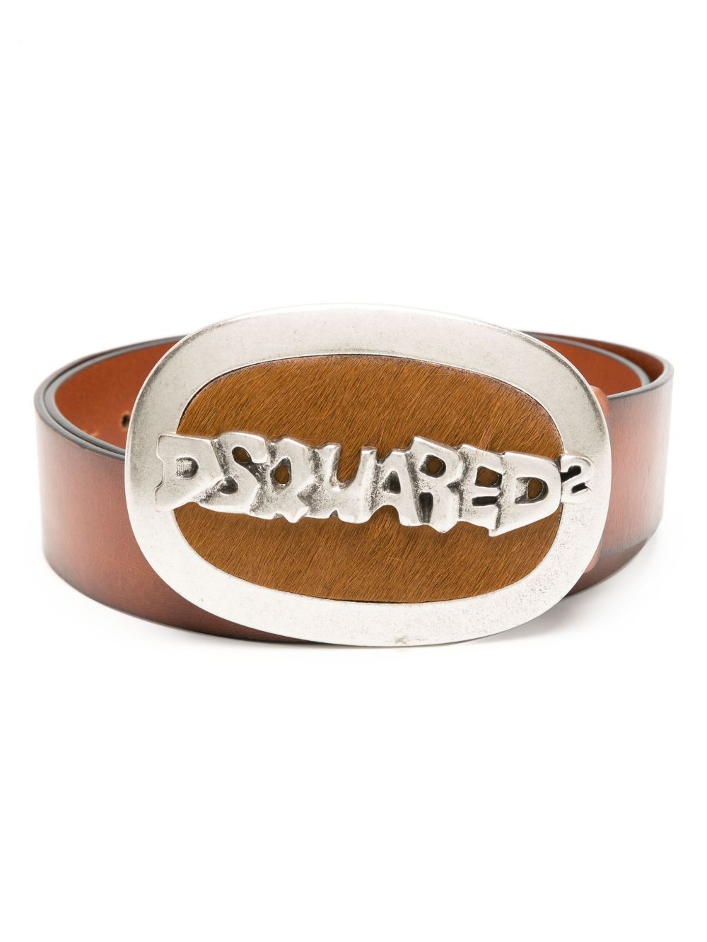 DSQUARED2 logo皮质腰带 - 褐色