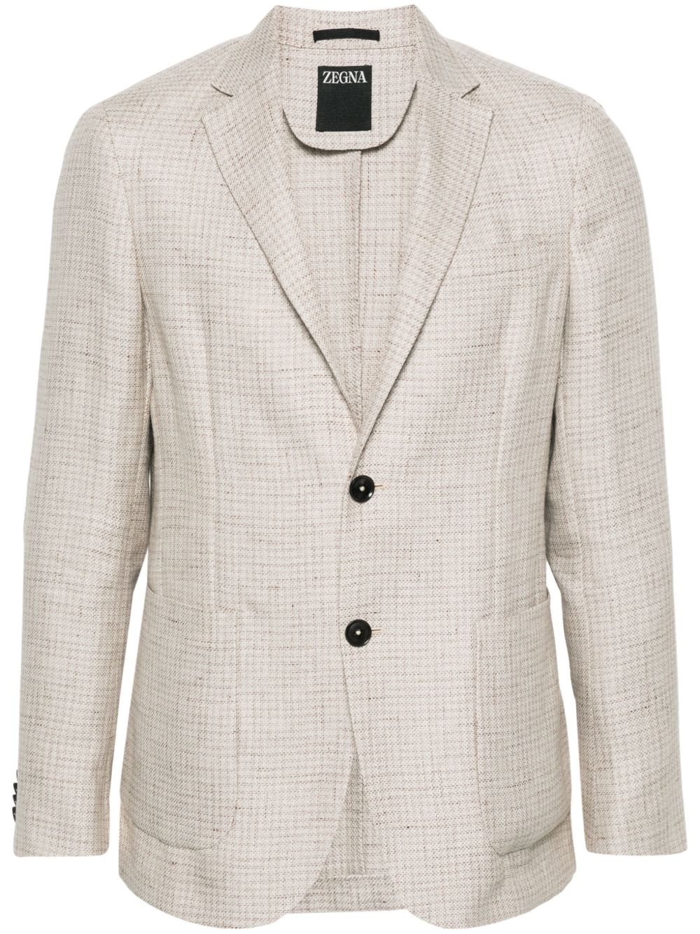Zegna 格纹单排扣西装夹克 - 中性色