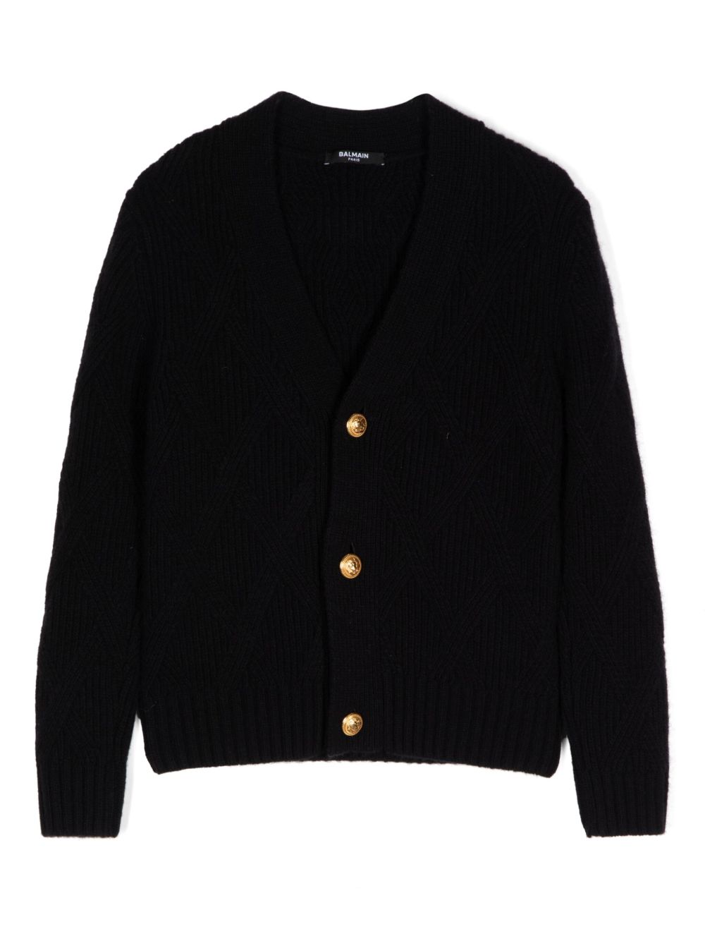 Balmain Kids logo贴花开衫 - 黑色