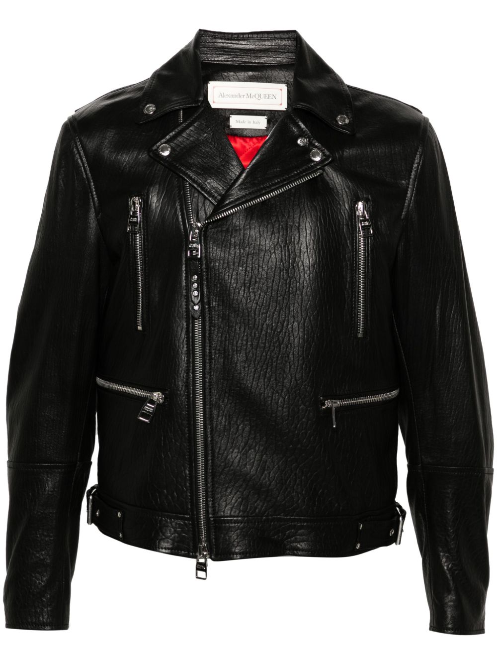 Alexander McQueen 机车皮夹克 - 黑色