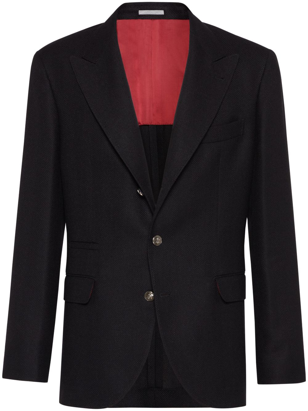 Brunello Cucinelli 戗驳领西装夹克 - 黑色