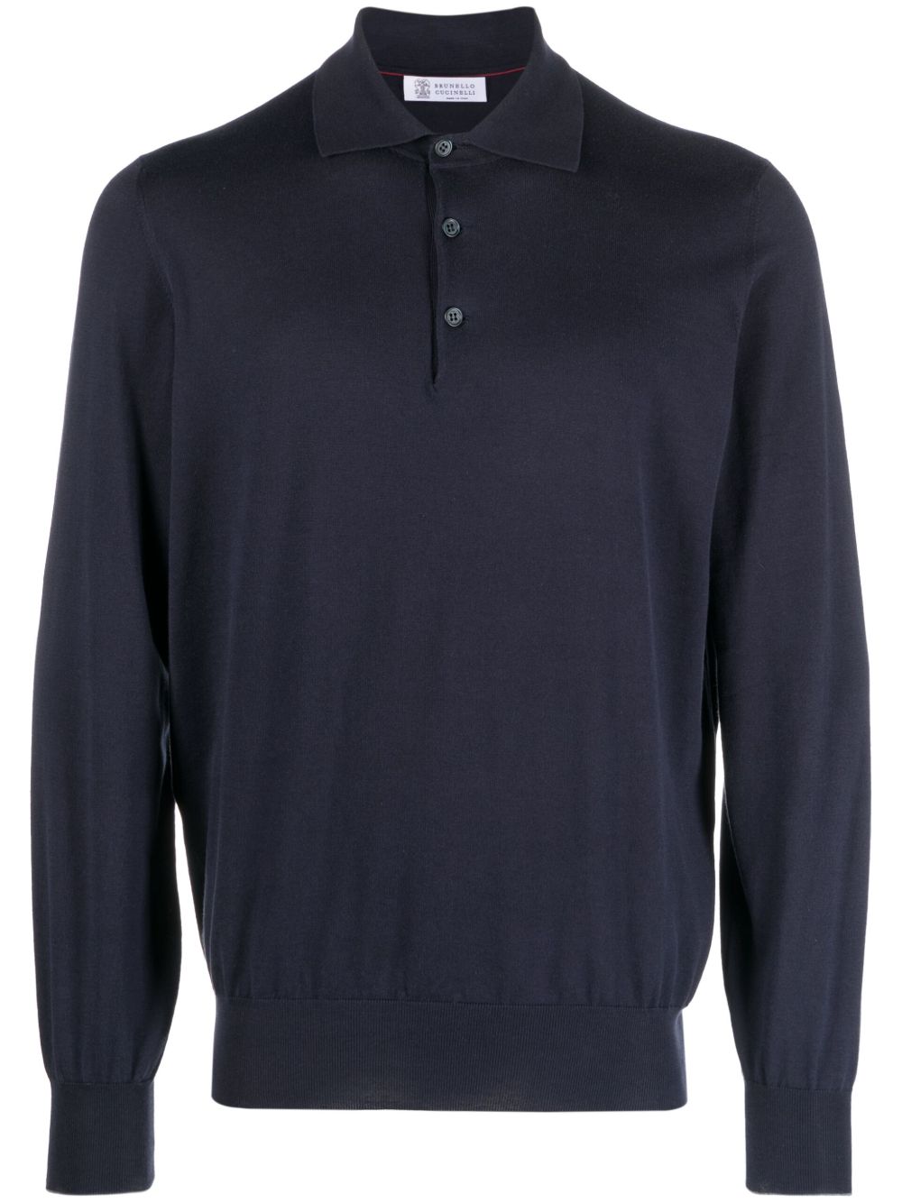Brunello Cucinelli 棉polo领毛衣 - 蓝色