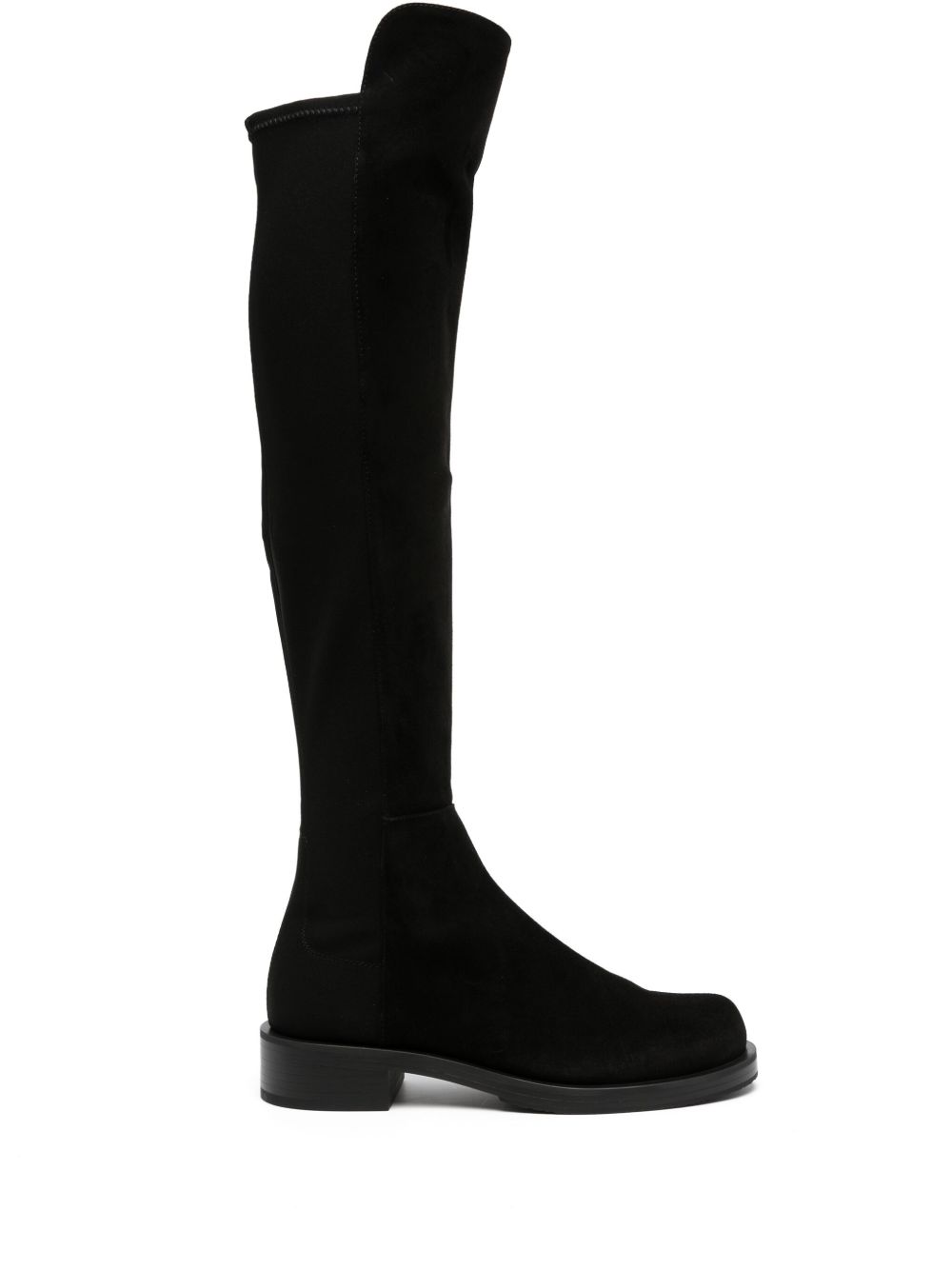 Stuart Weitzman 5050 Bold 低跟绒面皮过膝靴 - 黑色