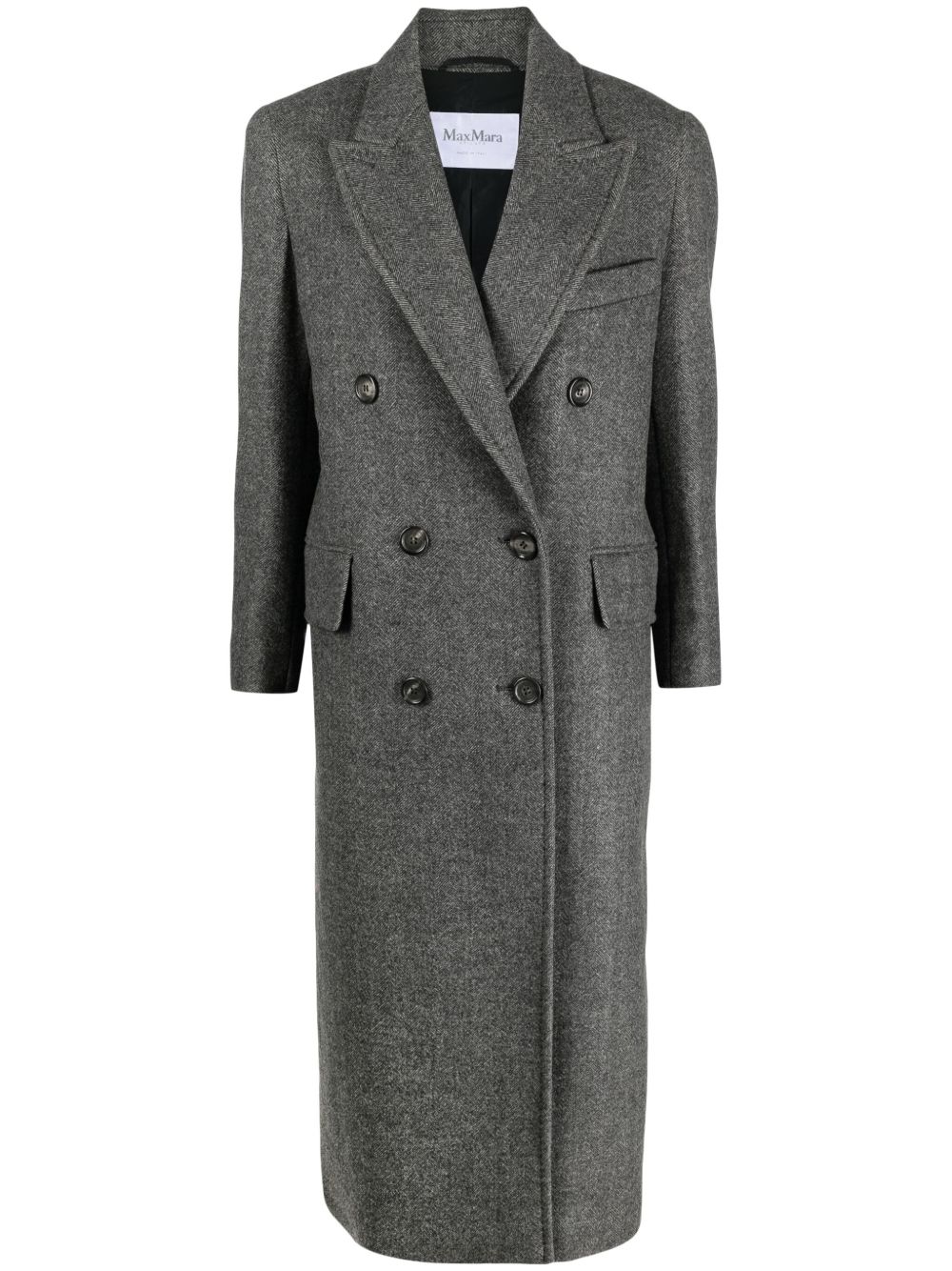 Max Mara Eccesso 人字斜纹针织图案羊毛外套 - 灰色
