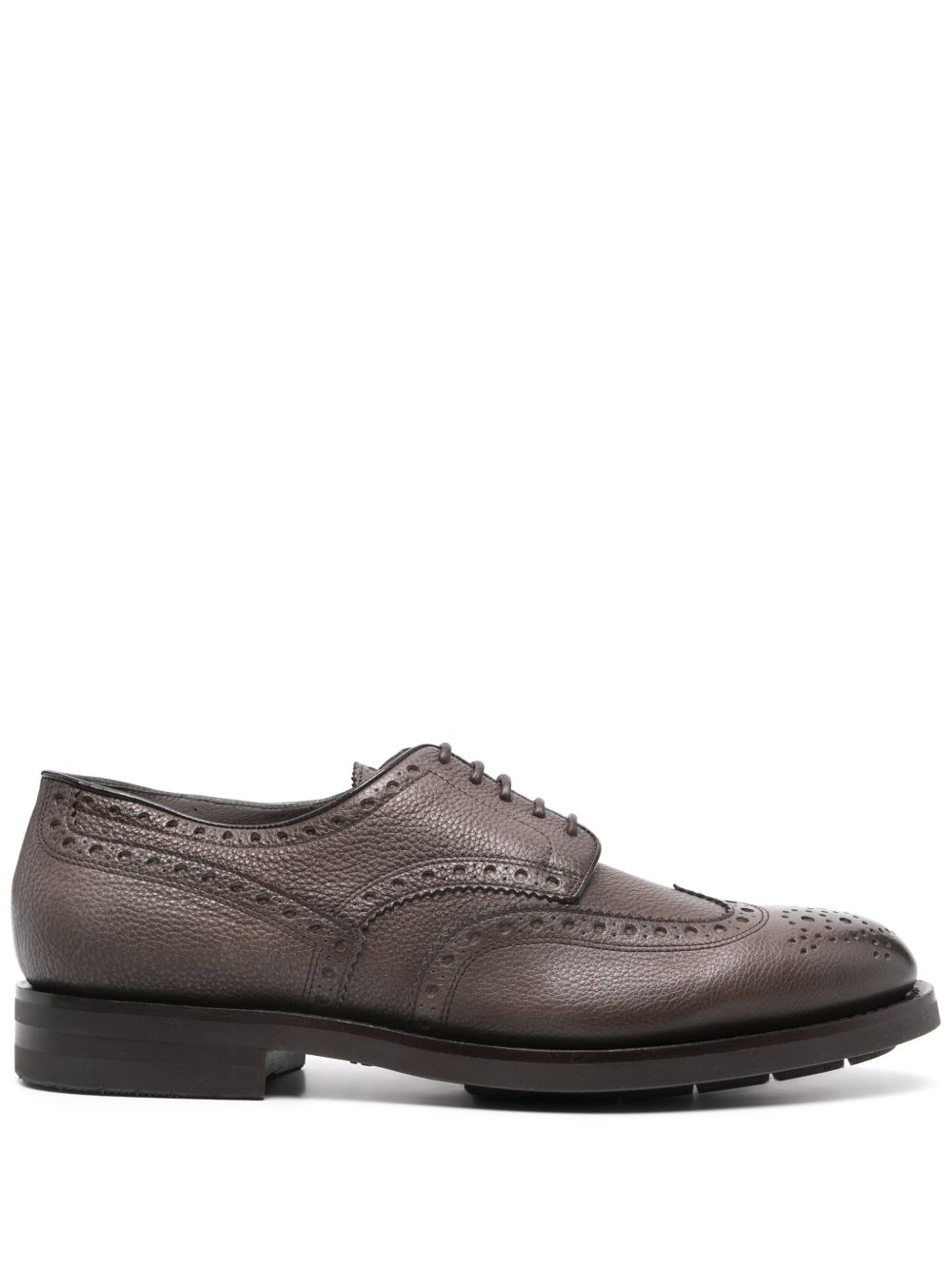 Santoni 皮质布洛克鞋 - 褐色